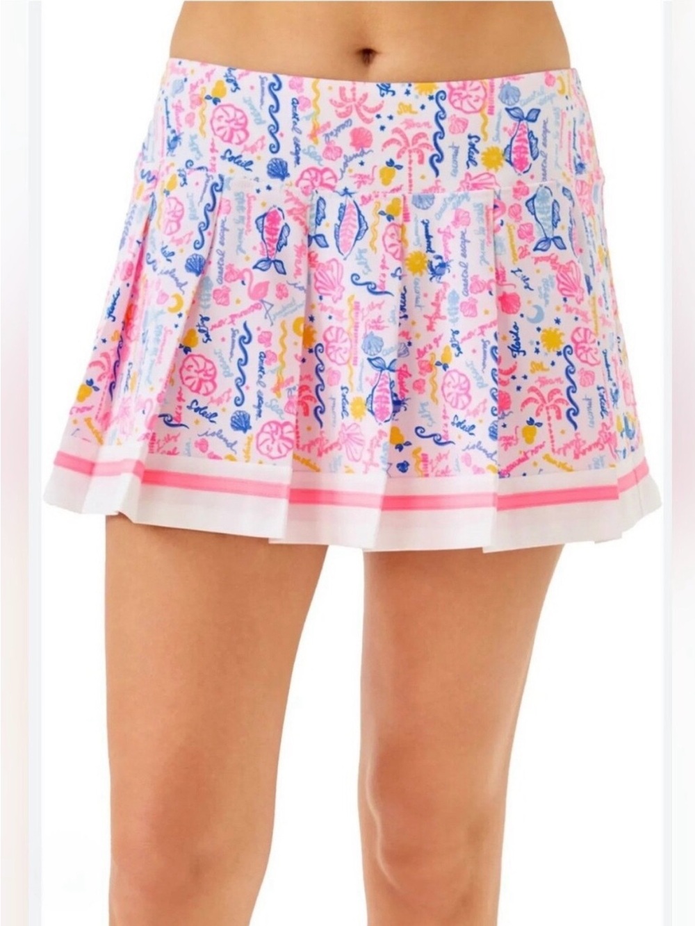 🩷💛 NWT! LILLY PULITZER Pink, White, & Blue Luxletic Drewlyn Skort UPF50+ - Sz 16